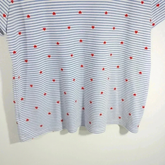 Karen Scott Nautical Hearts XL Tee T-shirt Blue Stripe Red Glitter Hearts - Picture 12 of 14
